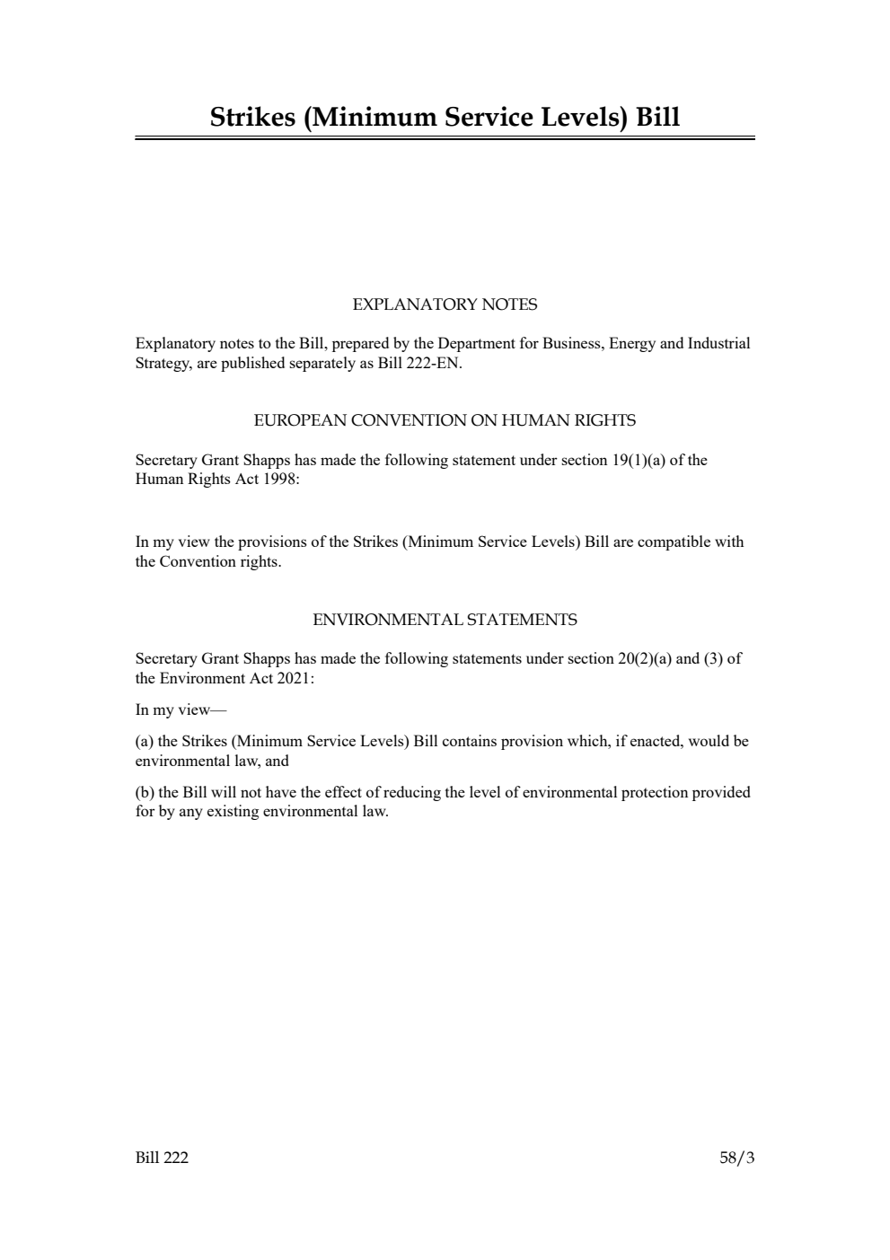 Strikes (Minimum Service Levels) Bill