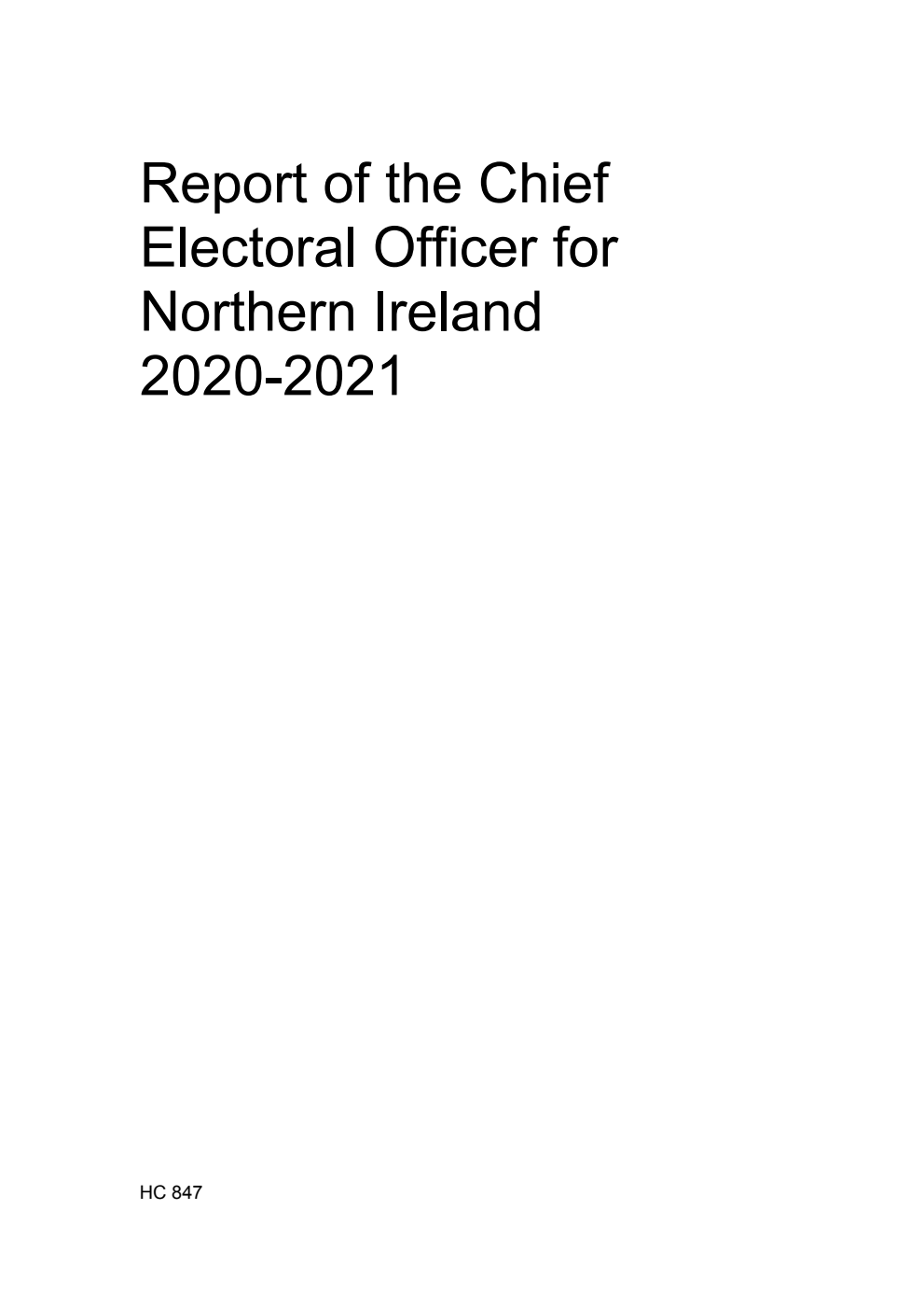 Report of the Chief Electoral Officer for Northern Ireland 2020-2021