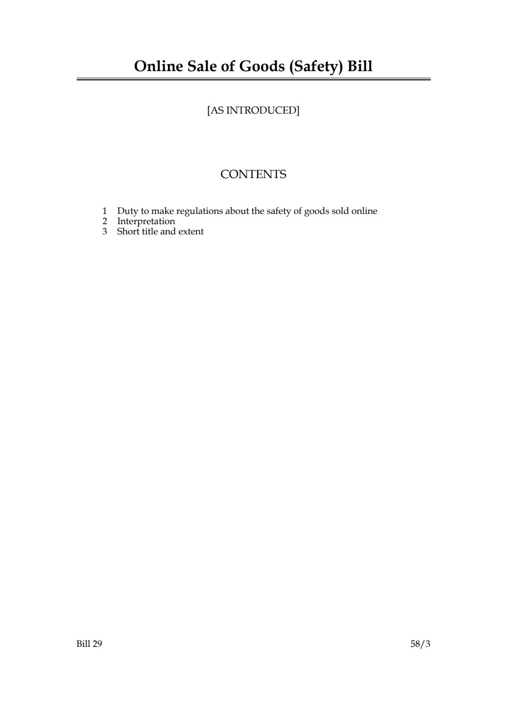 Online Sale of Goods (Safety) Bill
