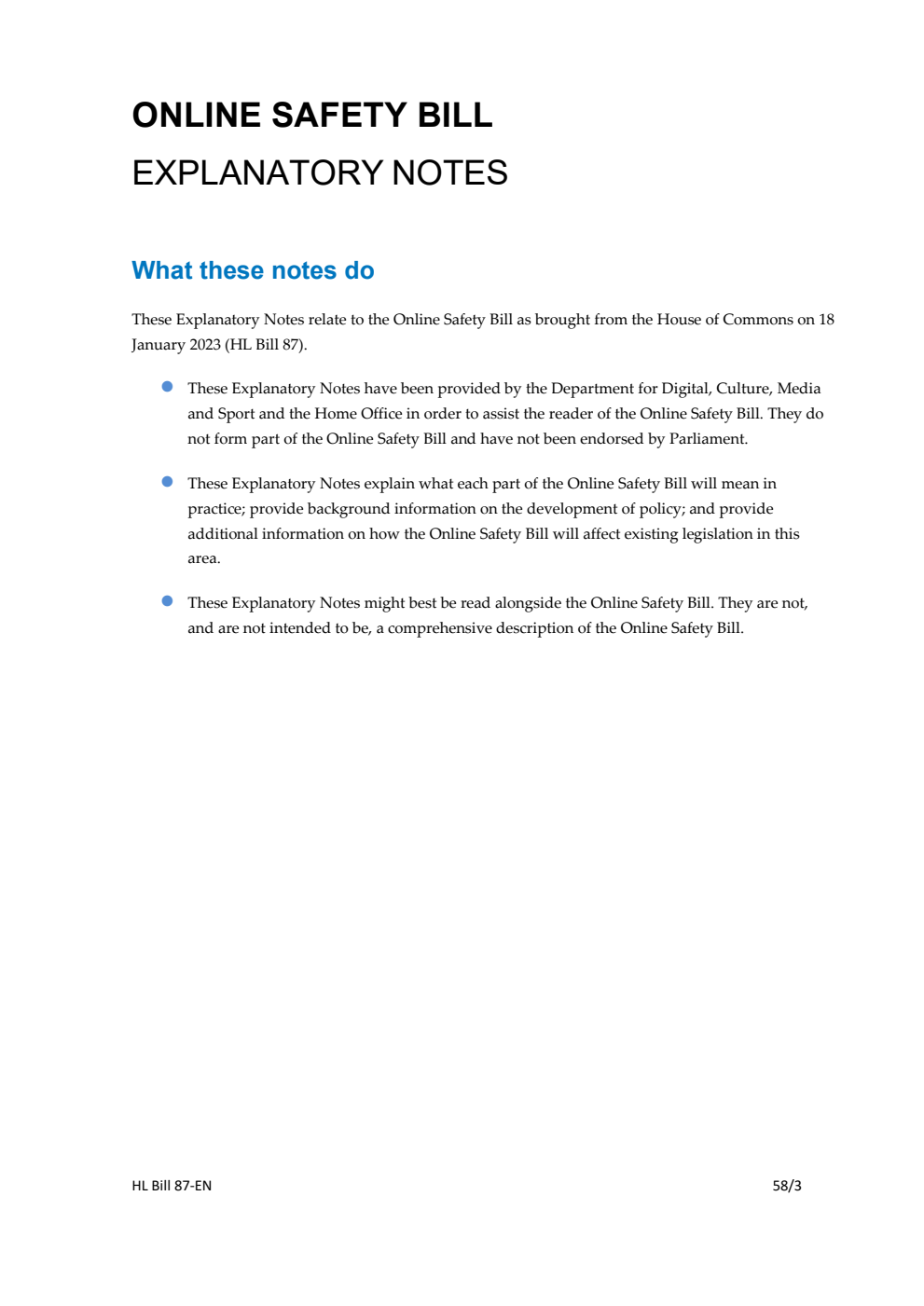 Online Safety Bill Explanatory Notes