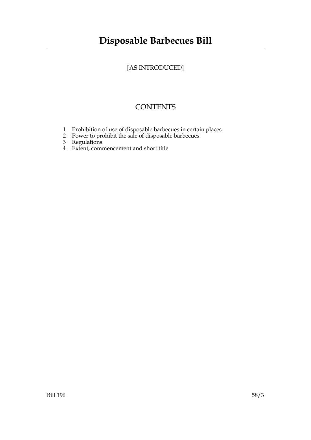 Disposable Barbecues Bill