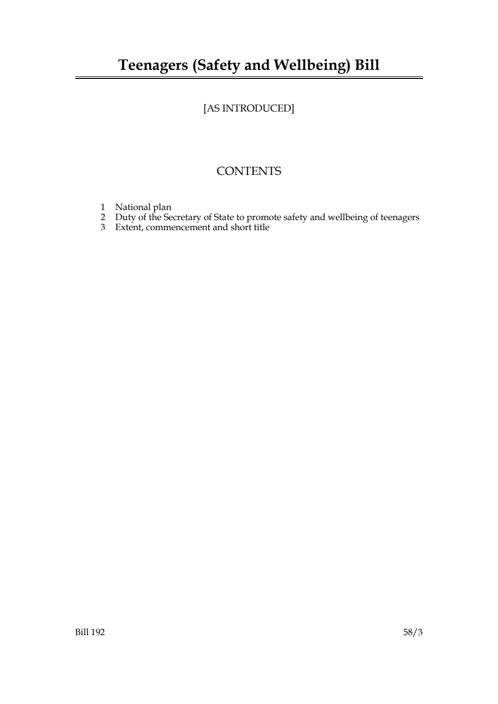 Teenagers (Safety and Wellbeing) Bill