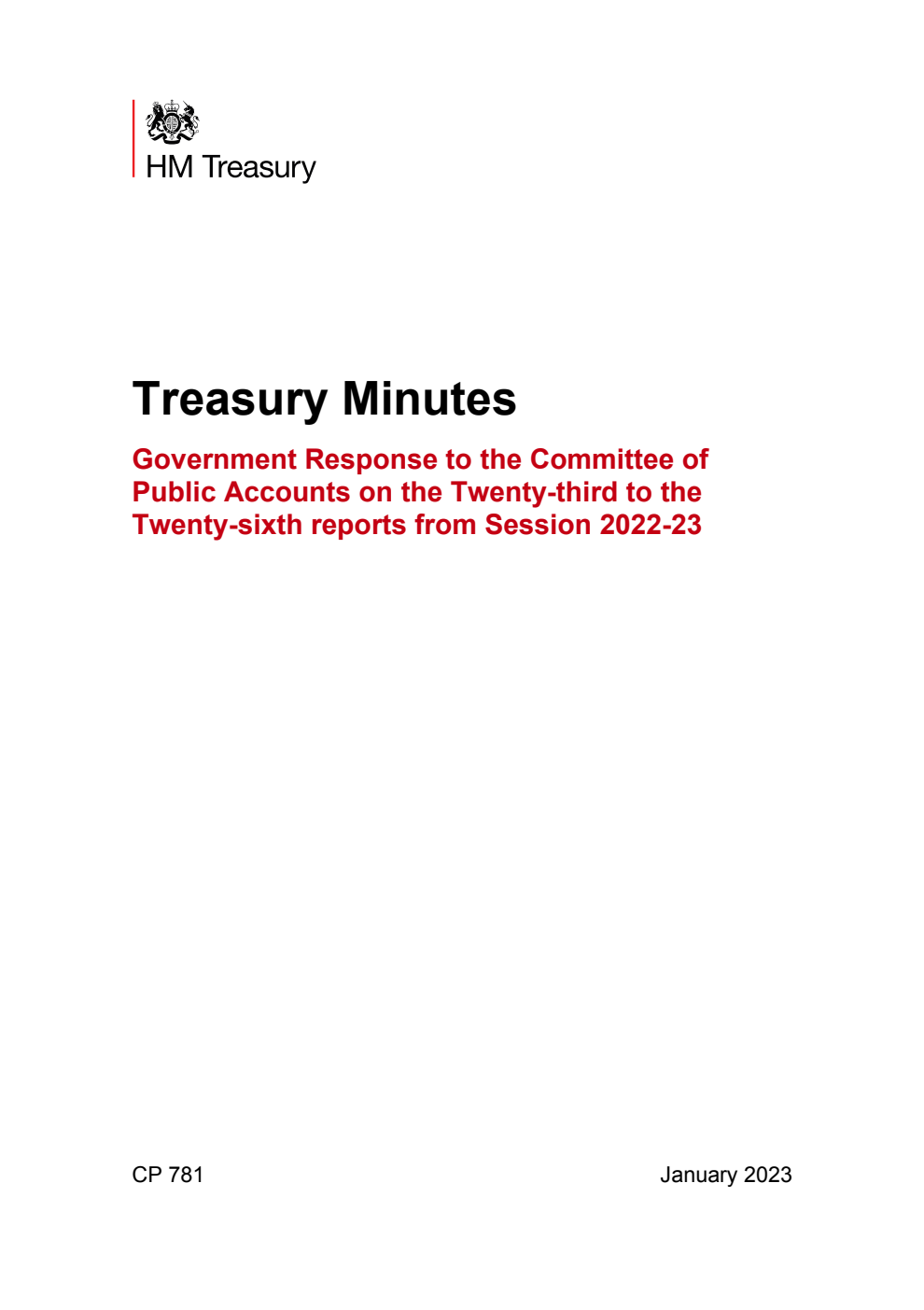 Treasury Minutes Government Response to the Committee of Public Accounts on the Twenty-third to the Twenty-sixth reports from Session 2022-23