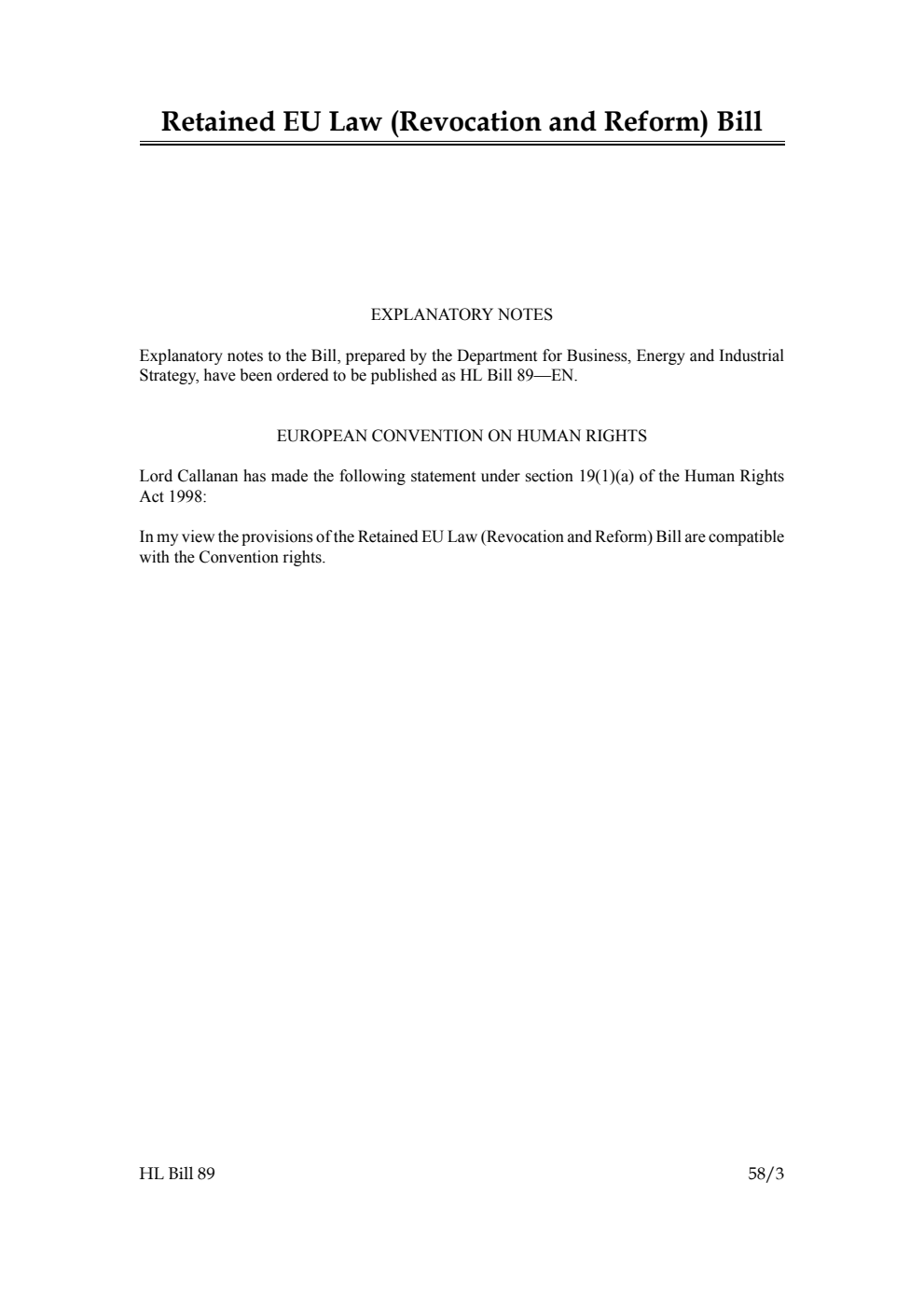 Retained EU Law (Revocation and Reform) Bill