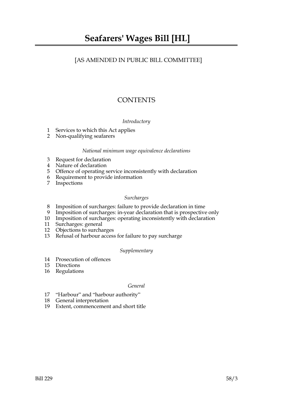 Seafarers' Wages Bill [as amended in Public Bill Committee]