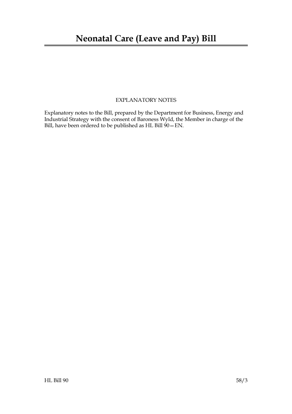 Neonatal Care (Leave and Pay) Bill