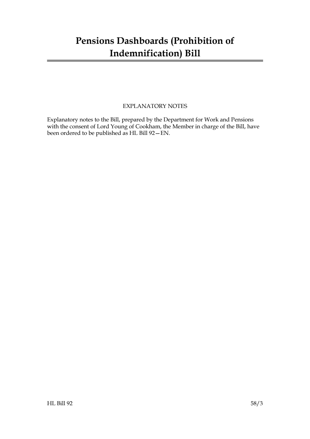 Pensions Dashboards (Prohibition of Indemnification) Bill