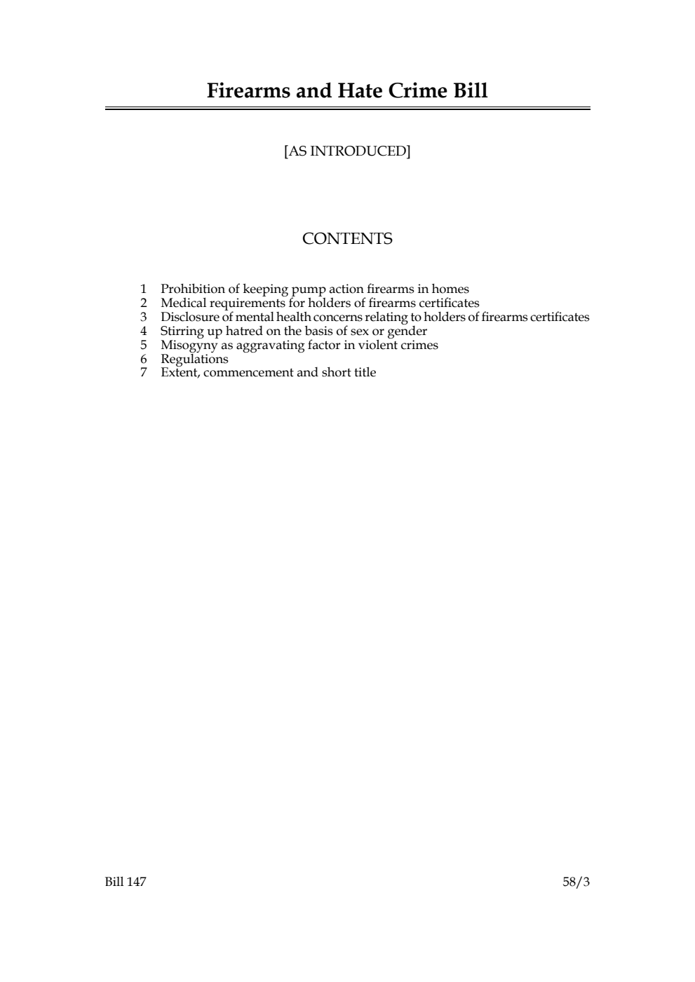 Firearms and Hate Crime Bill