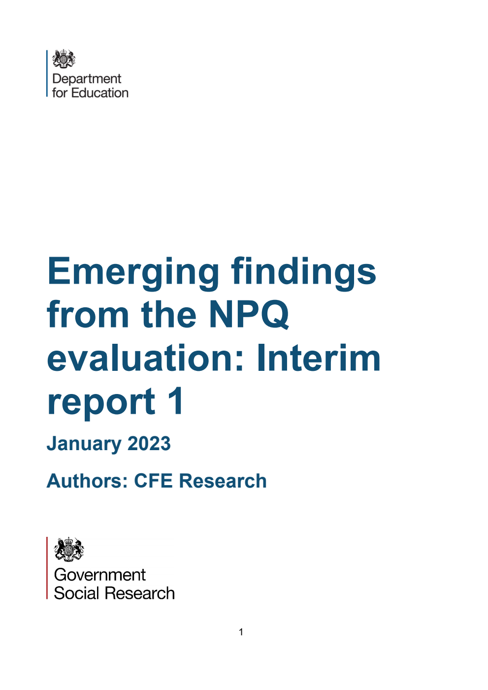 DFE-RR1322 Emerging findings from the NPQ evaluation: Interim report 1. January 2023