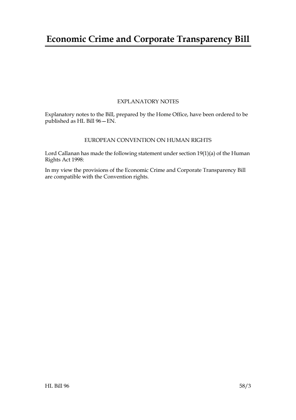 Economic Crime and Corporate Transparency Bill