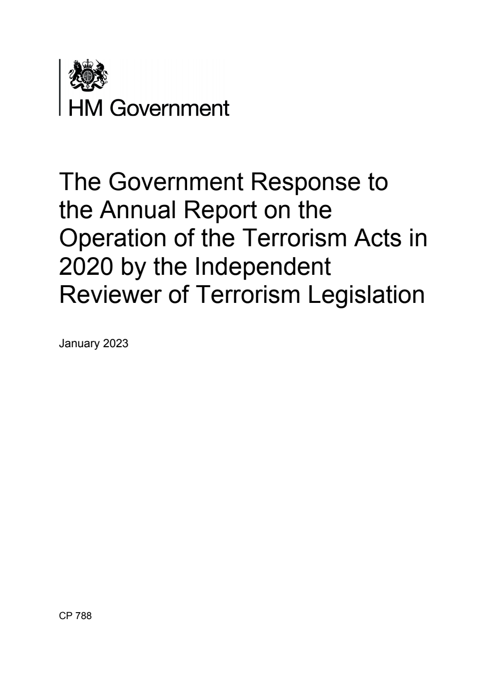 The Government Response to the Annual Report on the Operation of the Terrorism Acts in 2020 by the Independent Reviewer of Terrorism Legislation