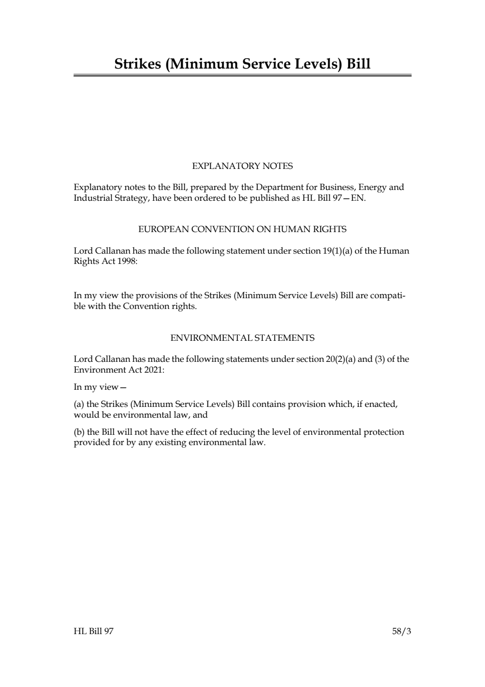 Strikes (Minimum Service Levels) Bill