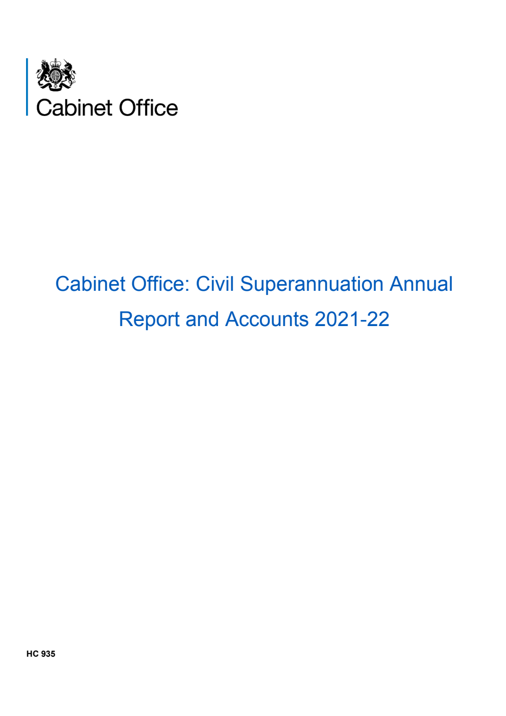Cabinet Office: Civil Superannuation Annual Report and Accounts 2021-22