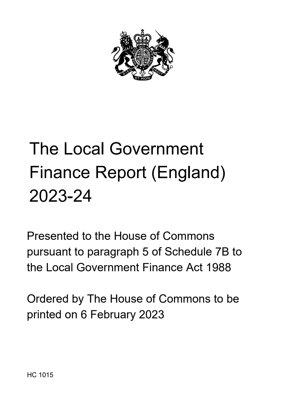 The Local Government Finance Report (England) 2023-24