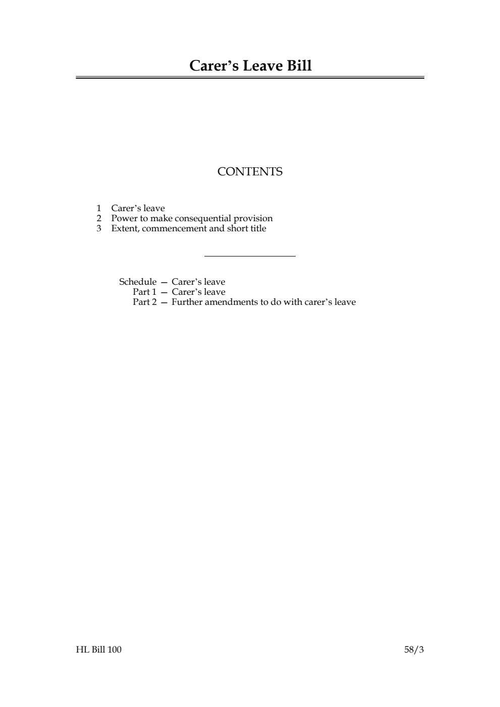 Carer’s Leave Bill