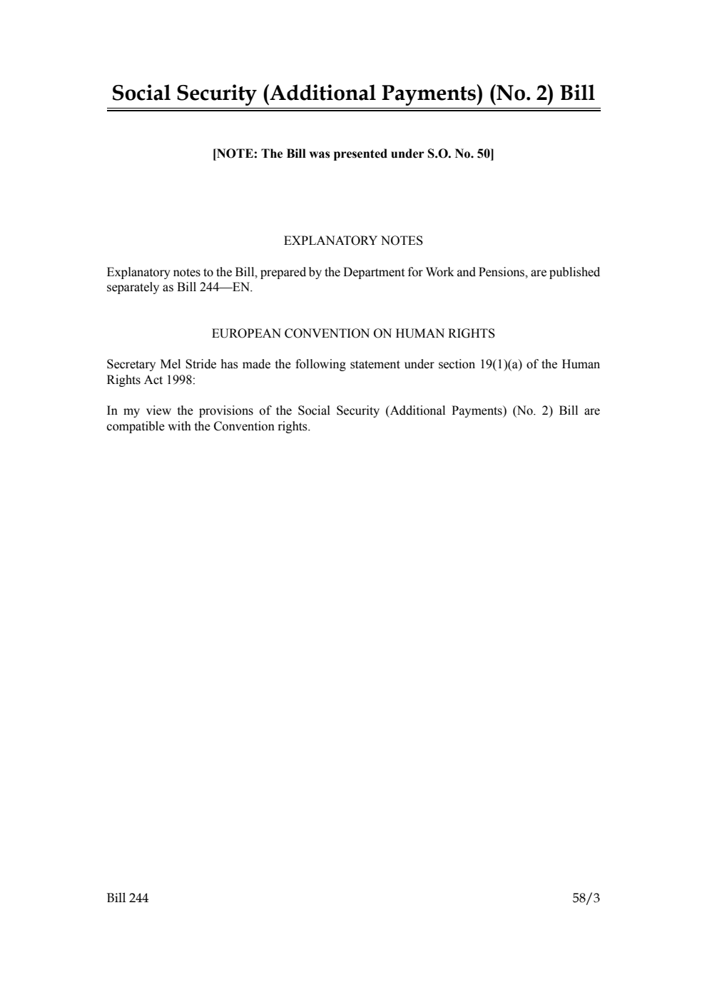 Social Security (Additional Payments) (No. 2) Bill