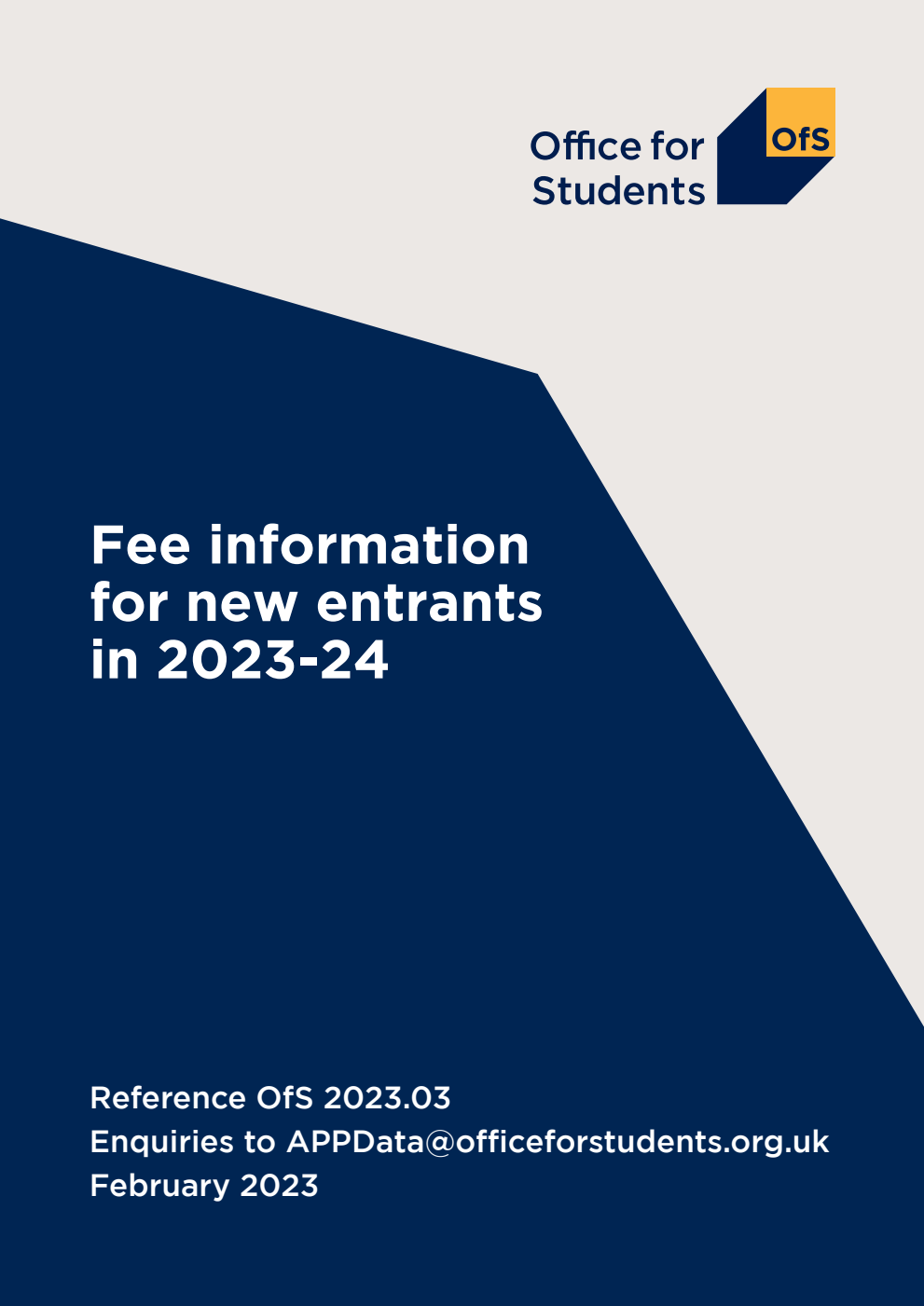 Fee information for new entrants in 2023-24
