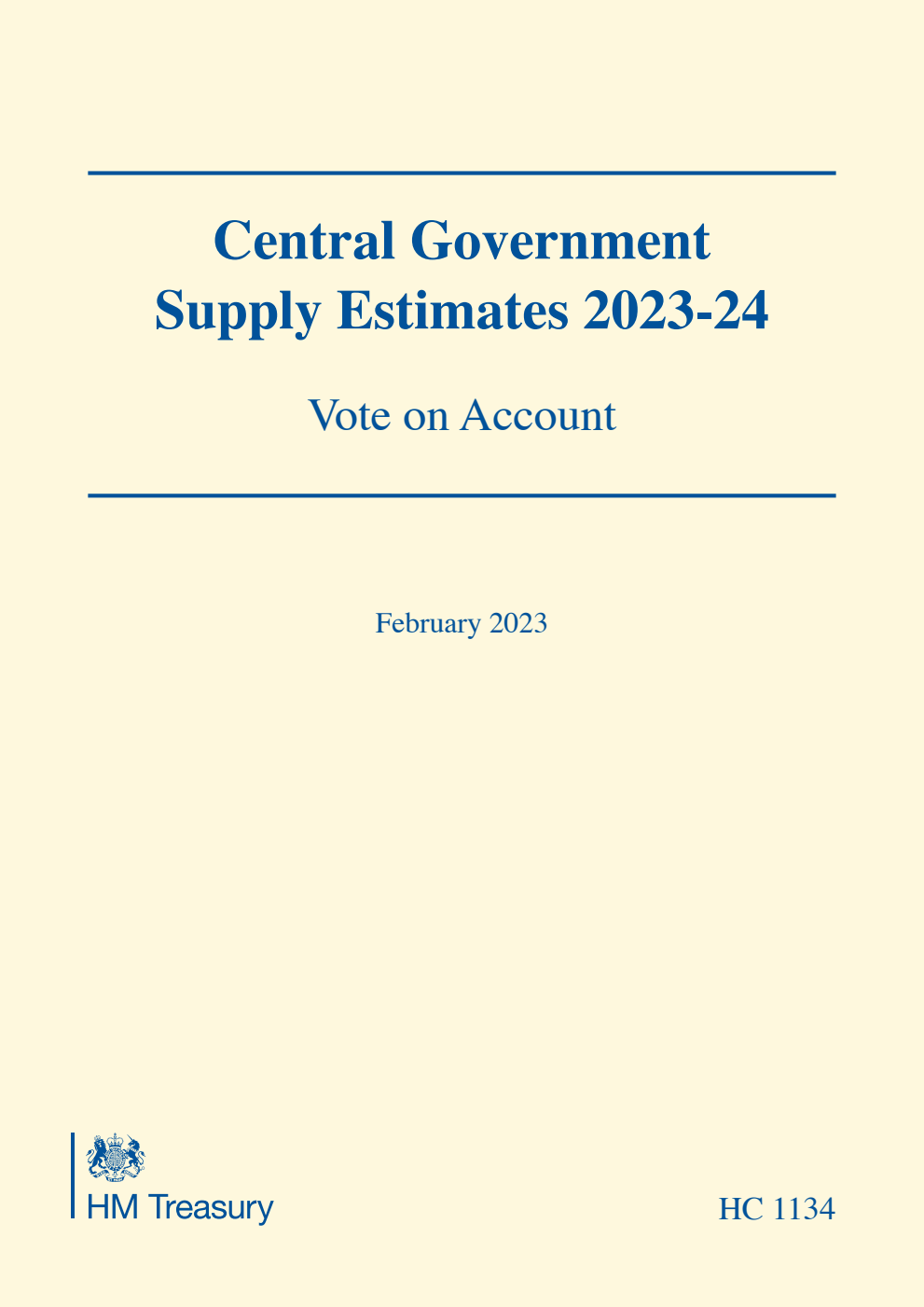 Central Government Supply Estimates 2023-24: Vote on Account for the year ending 31 March 2024