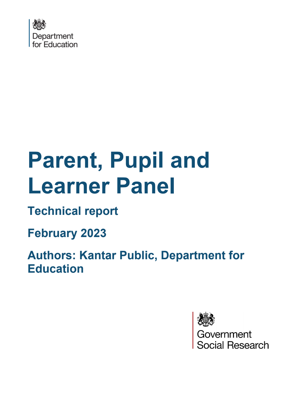 DFE-RR1201 Parent, Pupil and Learner Panel. Technical report. February 2023