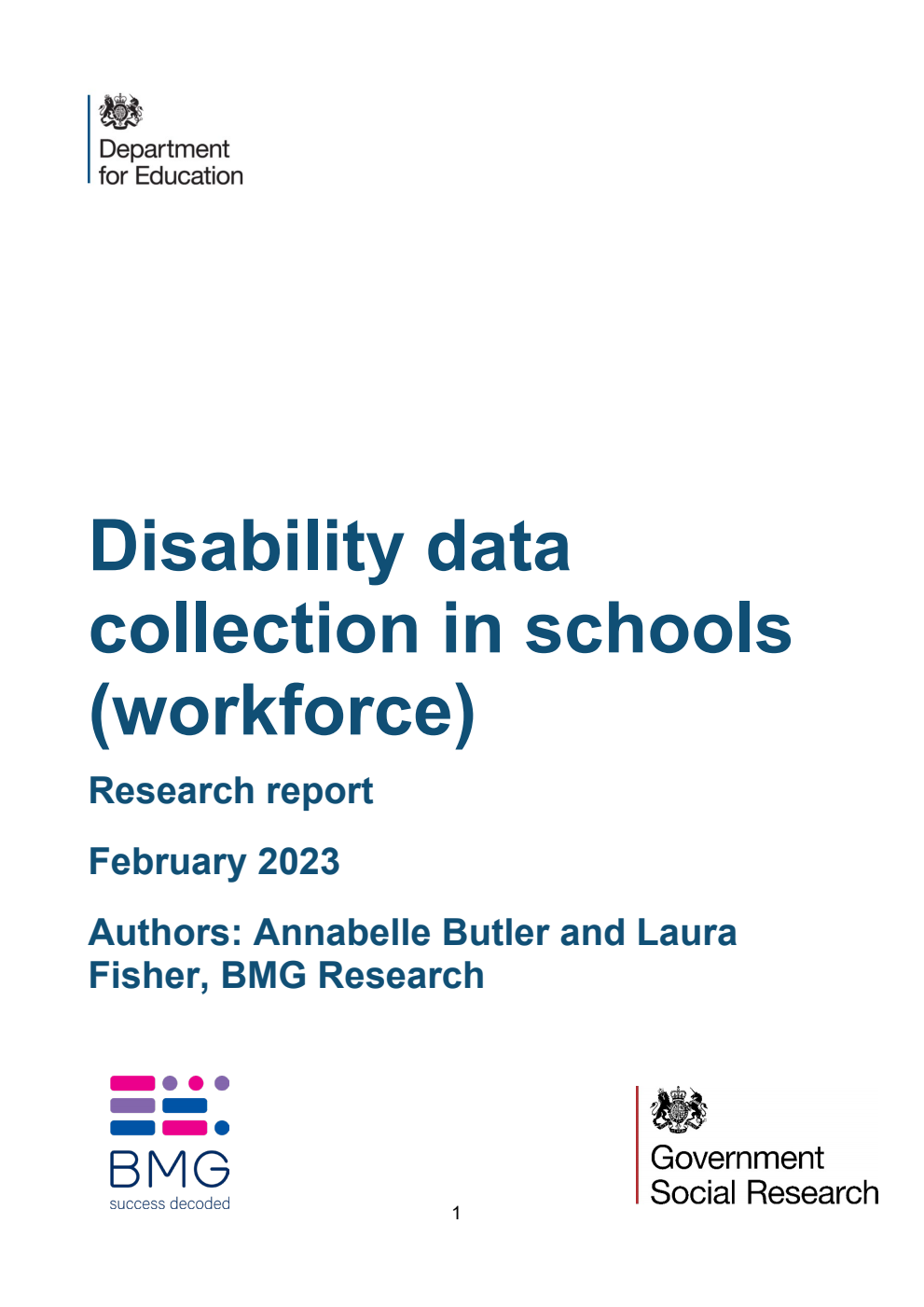 DFE-RR1318 Disability data collection in schools (workforce) Research report. February 2023
