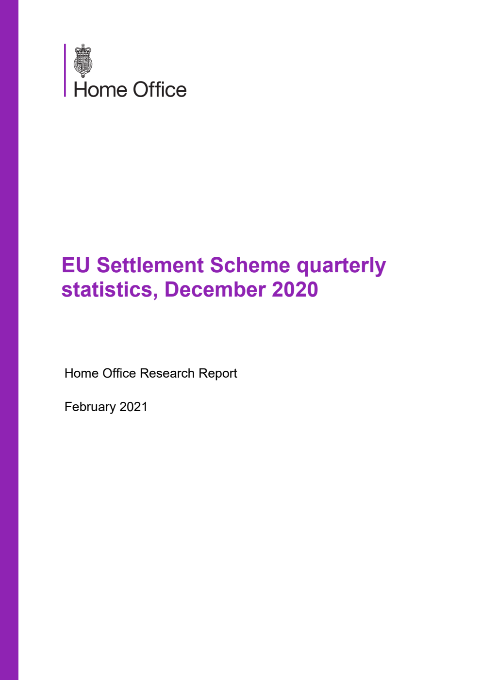 Home Office Research Report EU Settlement Scheme quarterly statistics, December 2020