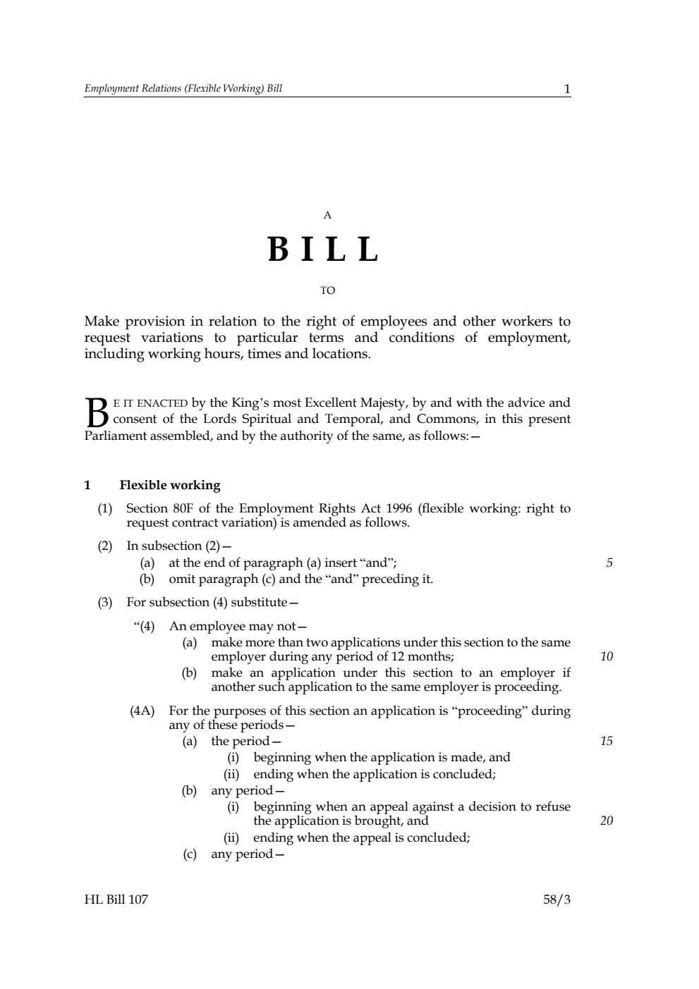 Employment Relations (Flexible Working) Bill