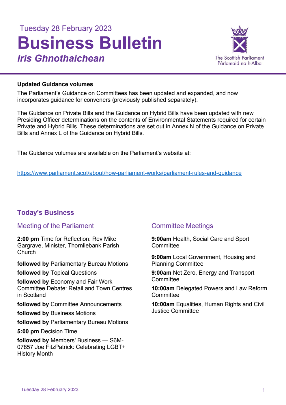 Business Bulletin, Tuesday 28th February 2023