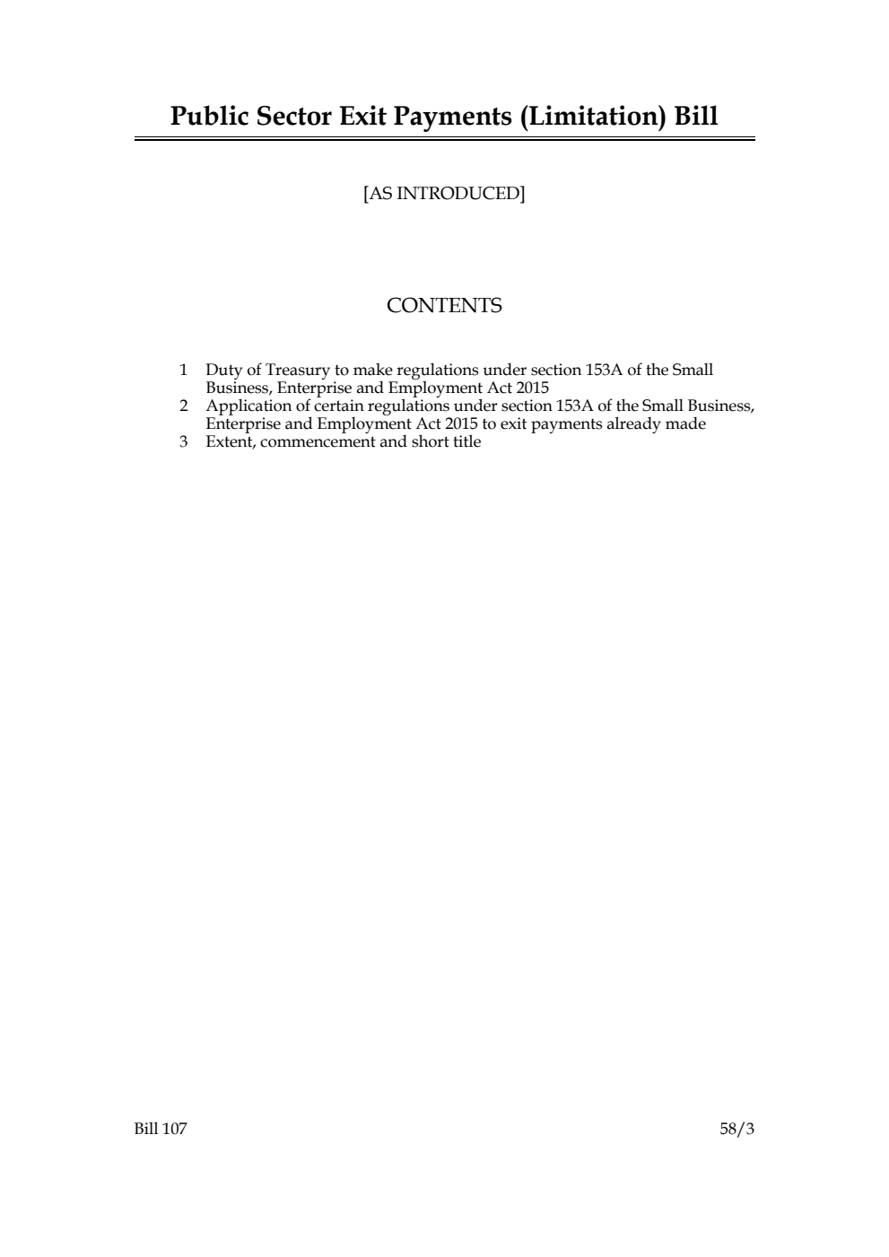 Public Sector Exit Payments (Limitation) Bill