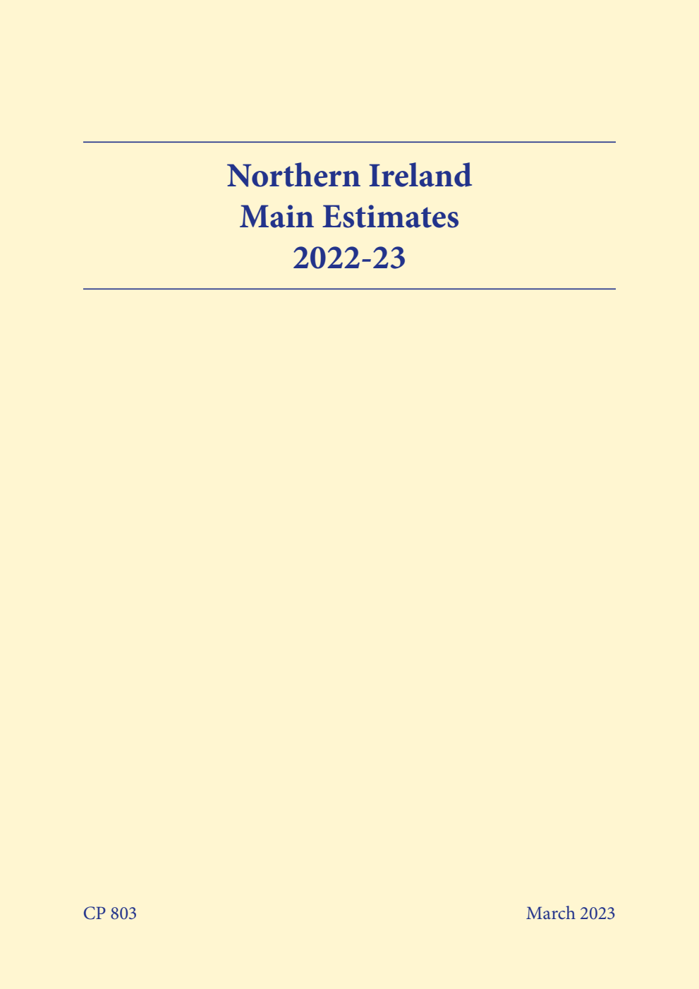 Northern Ireland Main Estimates 2022-23