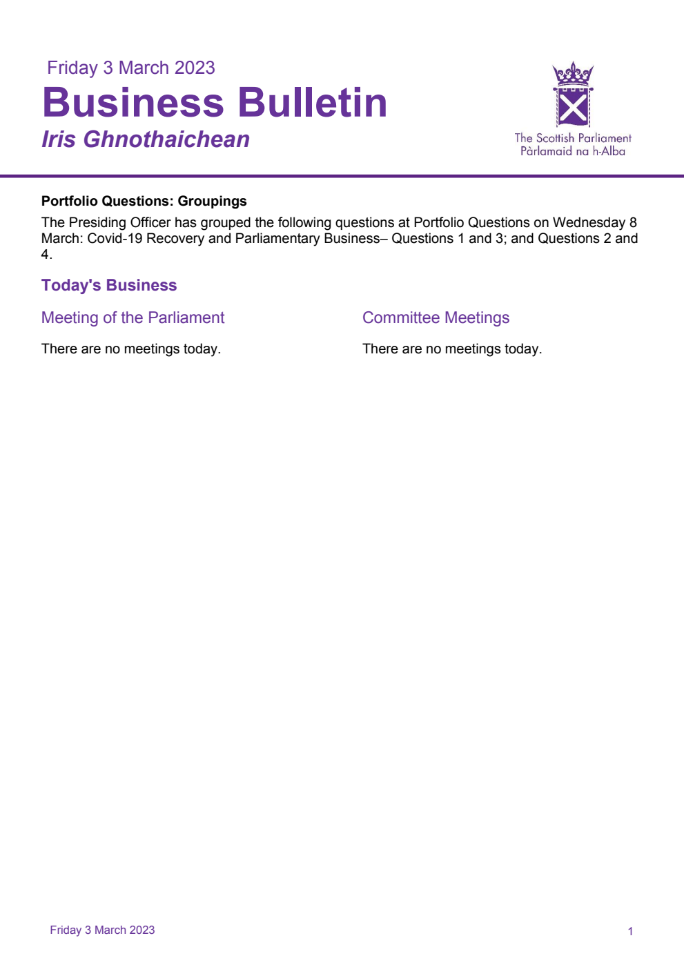Business Bulletin, Friday 3rd March 2023