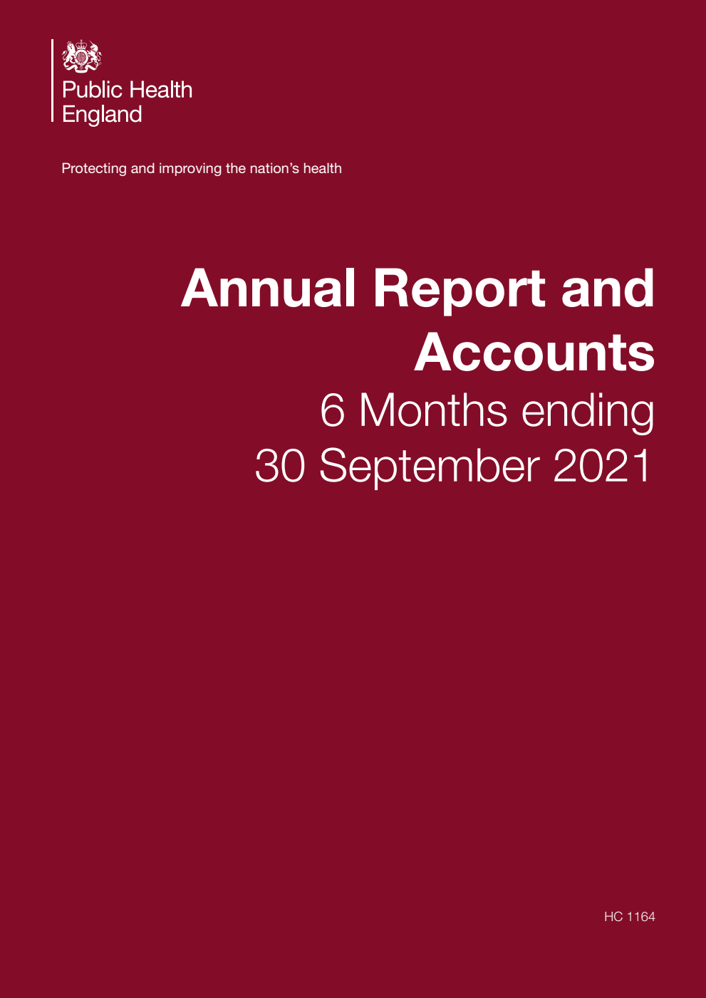 Public Health England Annual Report and Accounts 2021 for the period 1 April 2021 to 30 September 2021