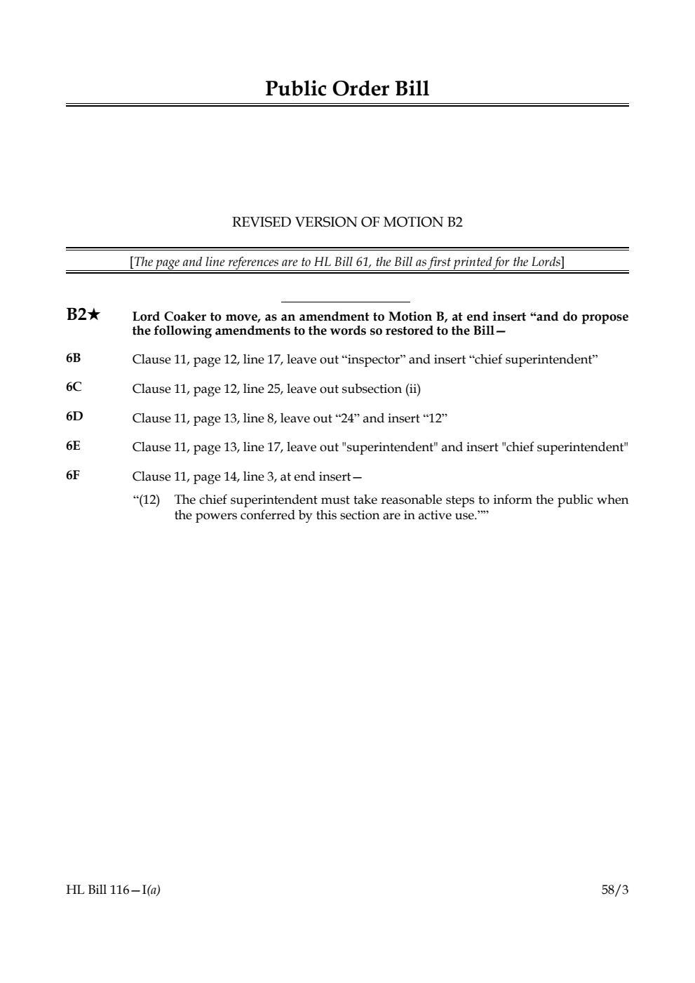 Public Order Bill Revised version motion B2