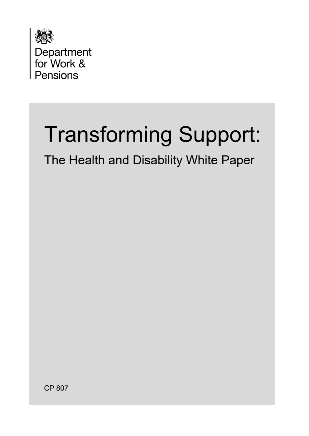 Transforming Support: The Health and Disability White Paper