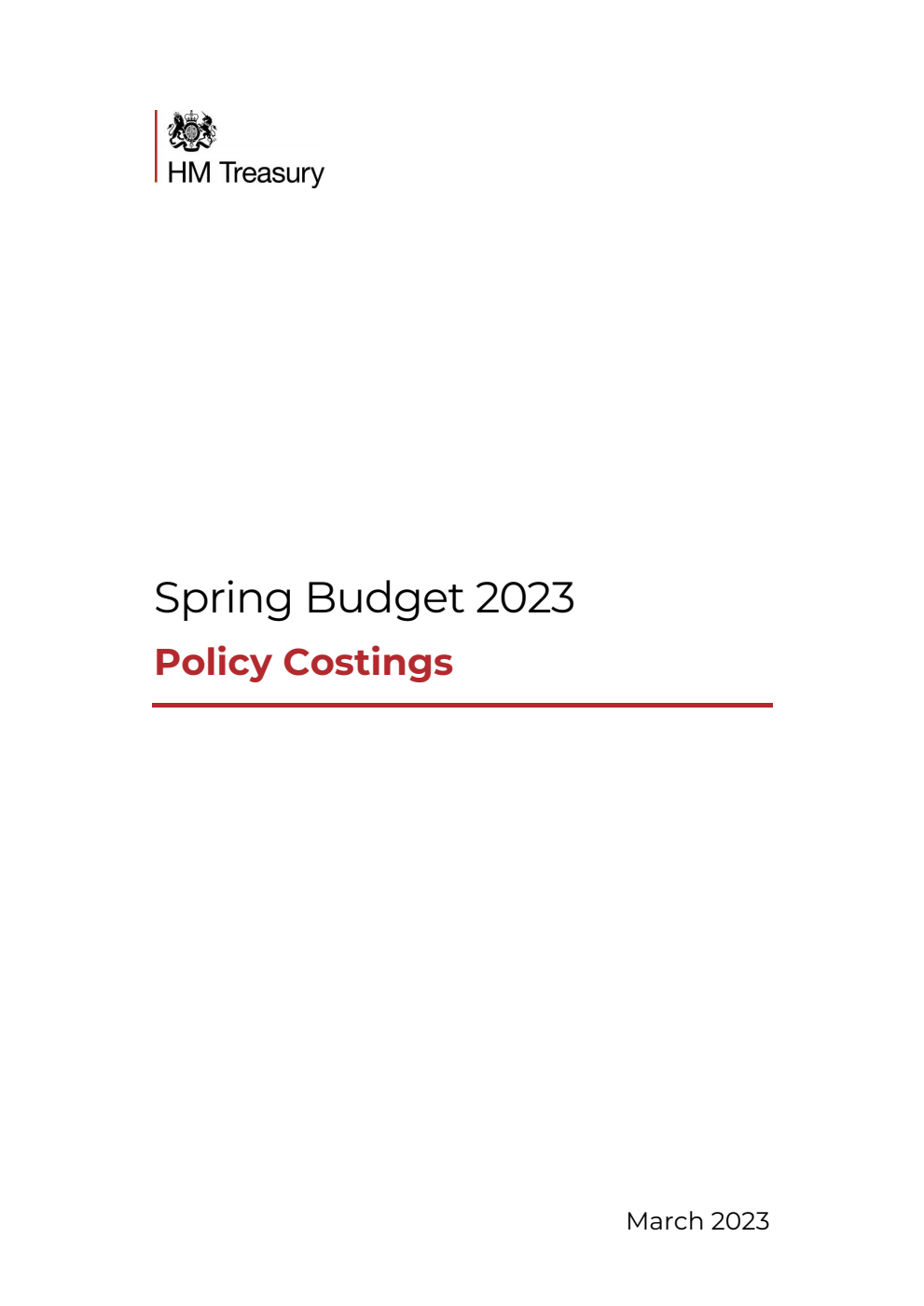 Spring Budget 2023. Policy Costings
