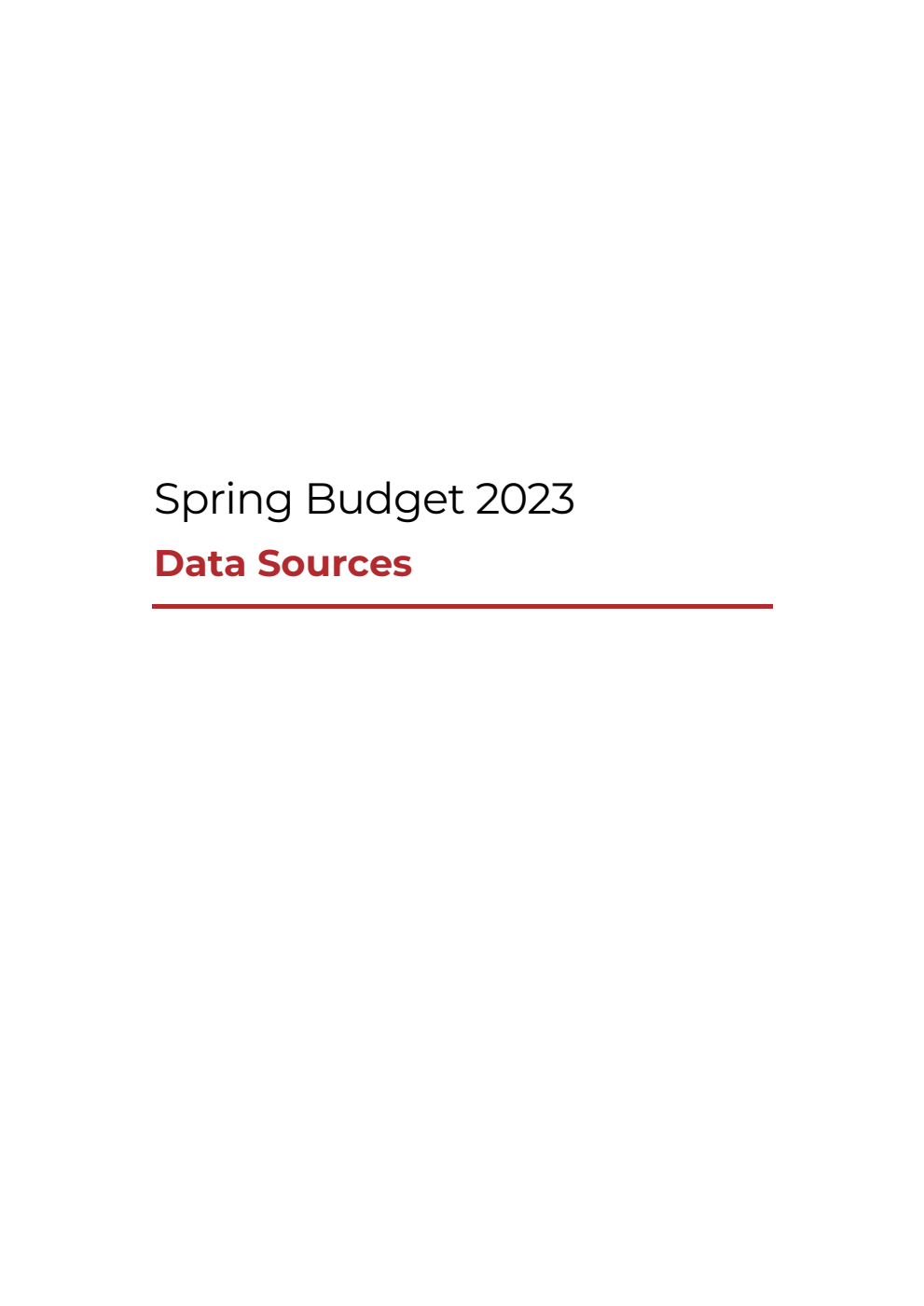 Spring Budget 2023. Data Sources