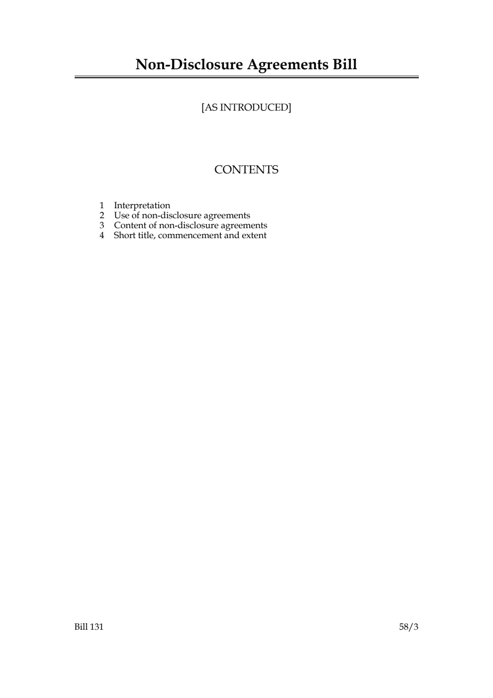 Non-Disclosure Agreements Bill