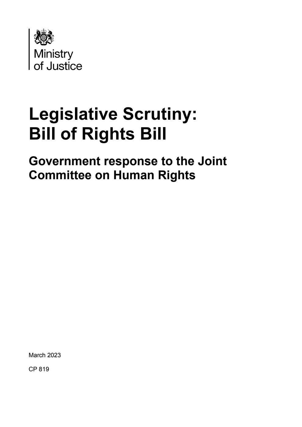 Legislative Scrutiny: Bill of Rights Bill Government response to the Joint Committee on Human Rights