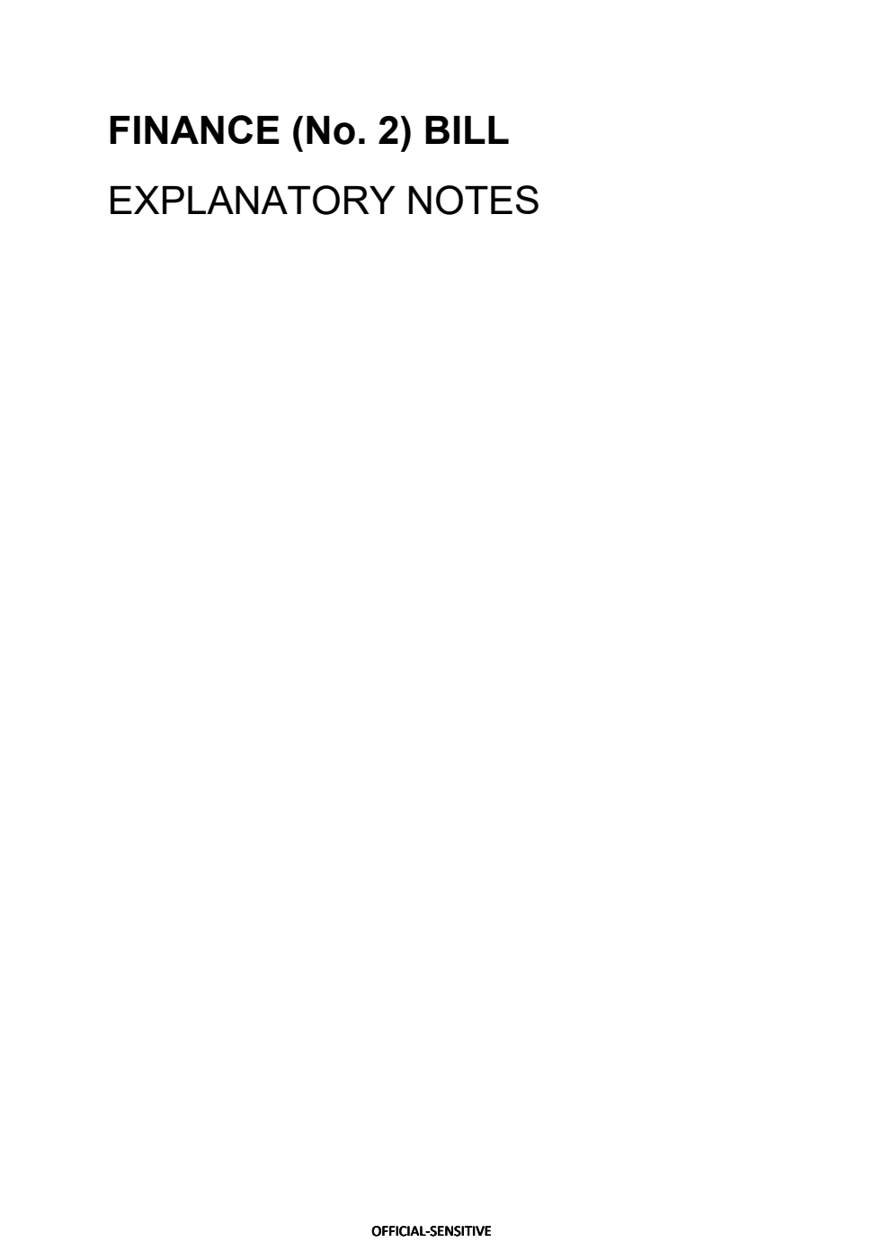 Finance (No. 2) Bill Explanatory Notes
