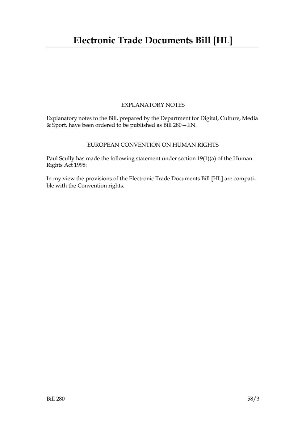 Electronic Trade Documents Bill