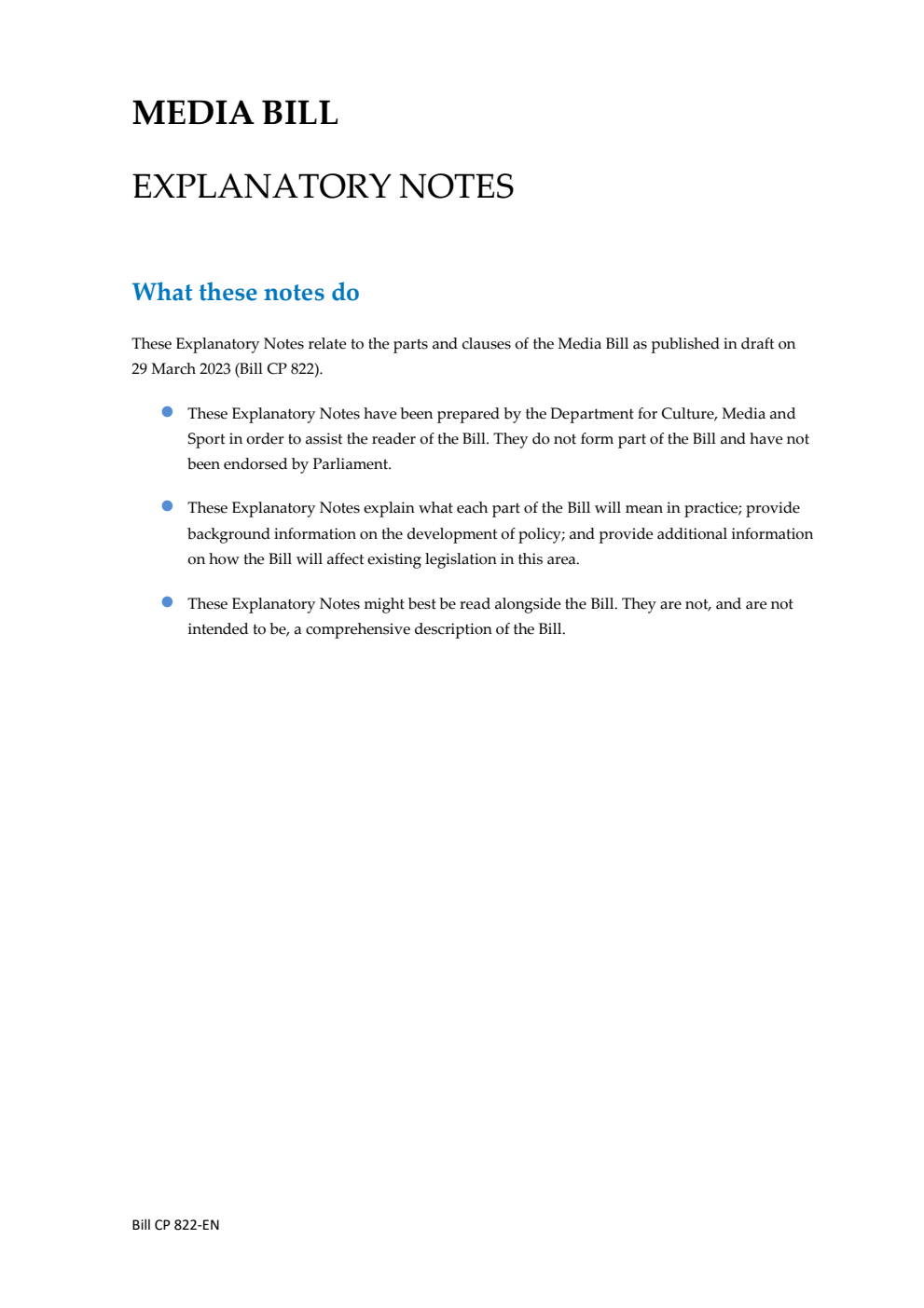 Draft Media Bill Explanatory Notes