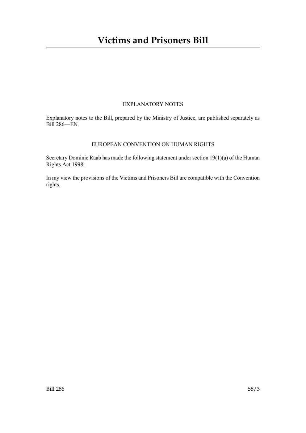 Victims and Prisoners Bill