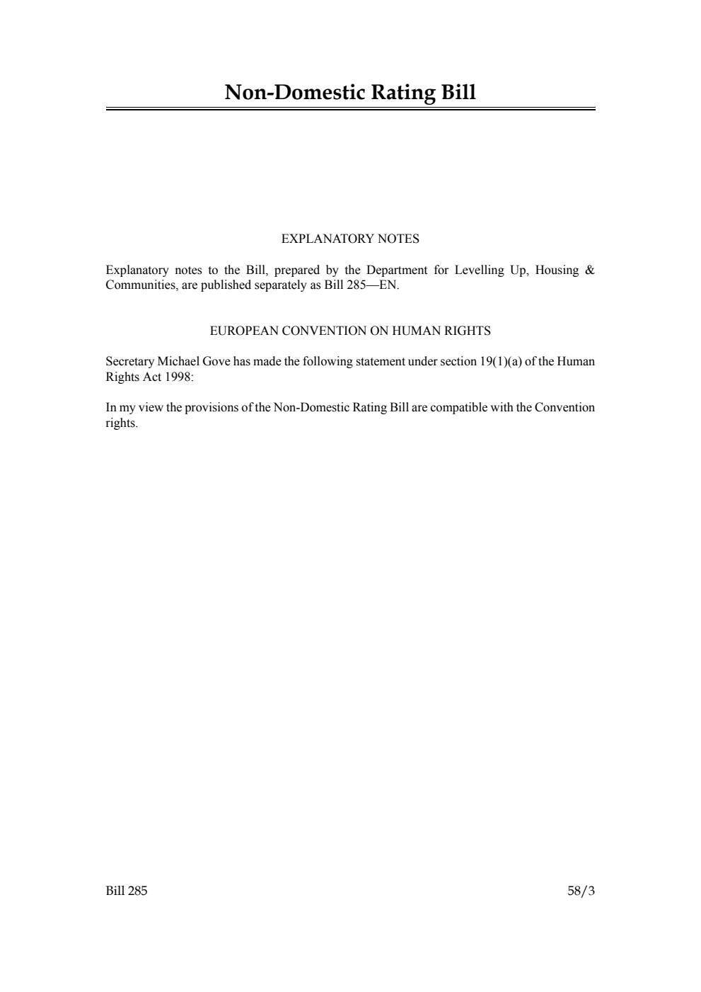 Non-Domestic Rating Bill