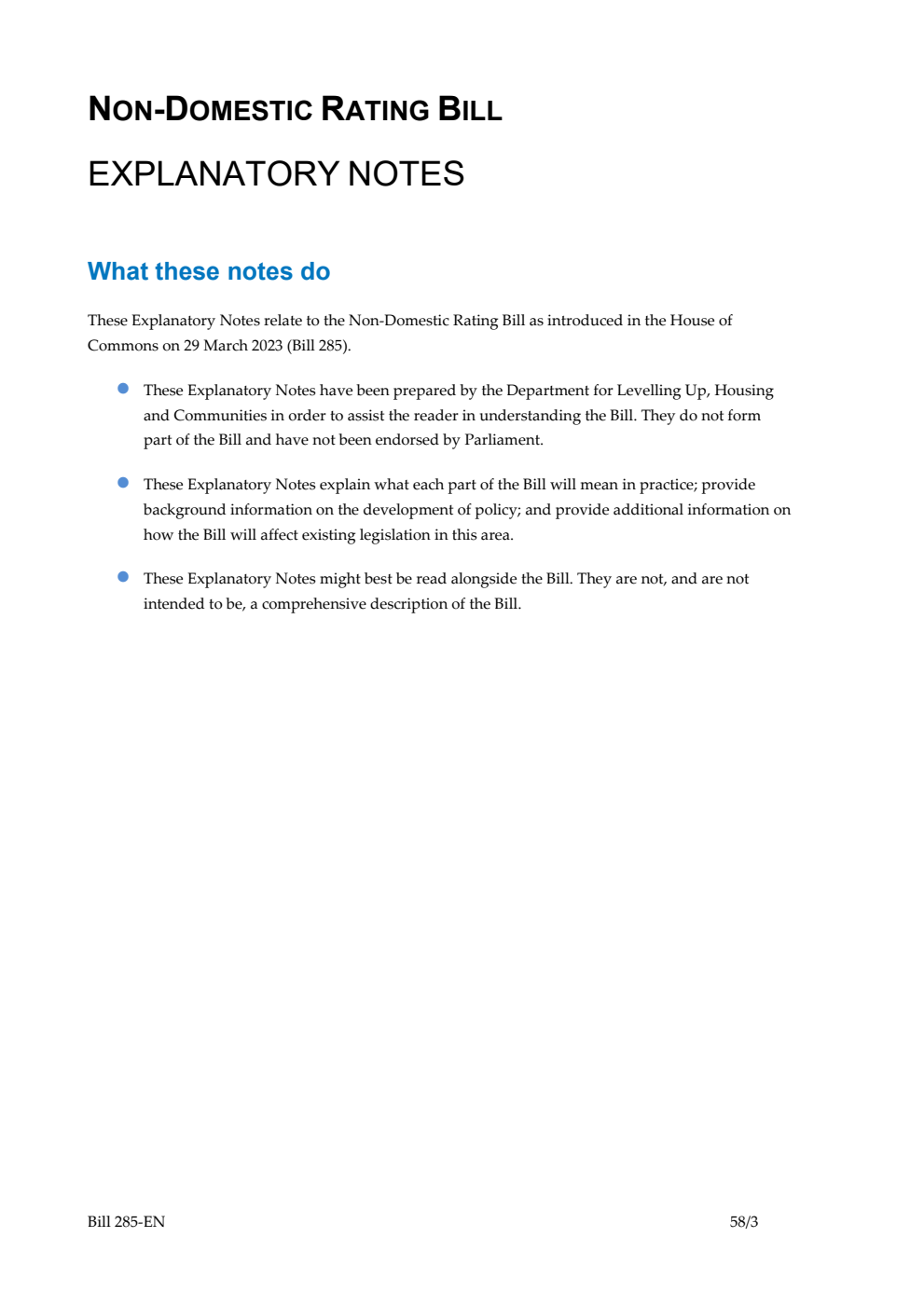 Non-Domestic Rating Bill Explanatory Notes