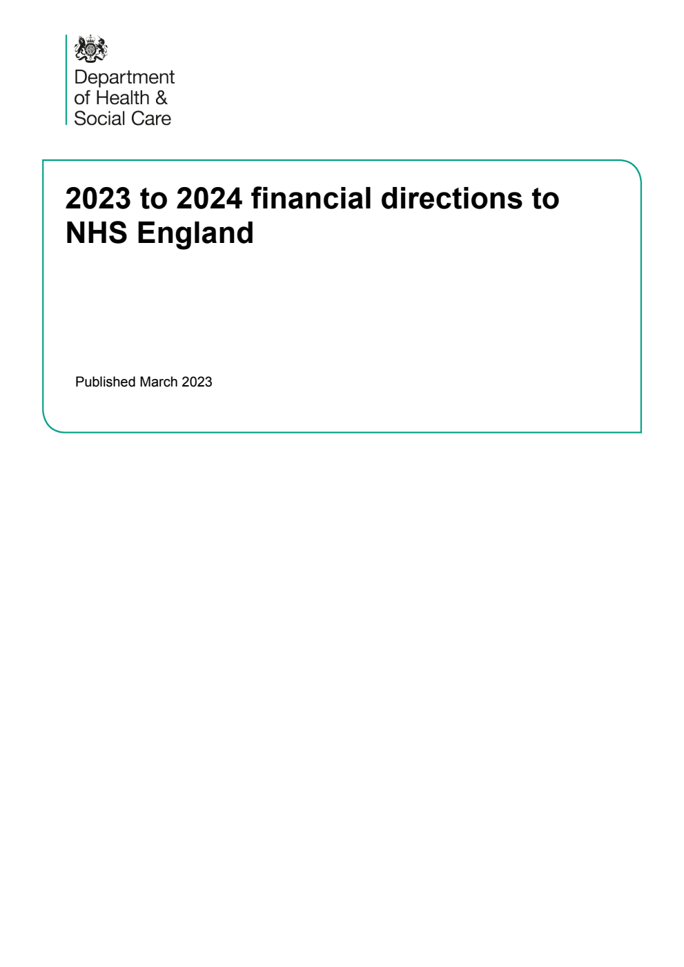 2023 to 2024 financial directions to NHS England