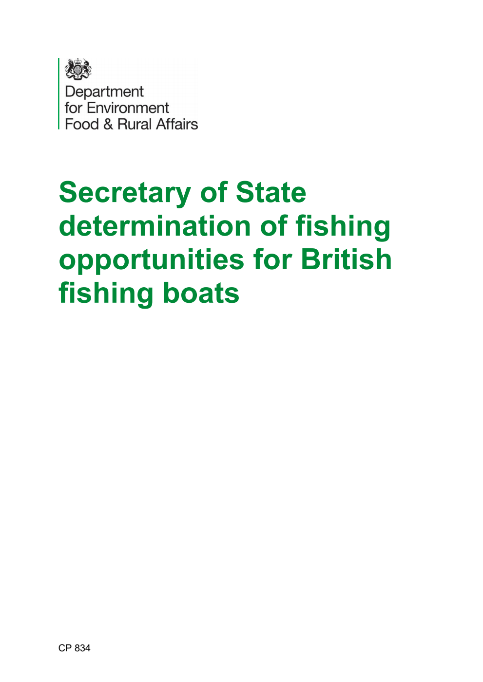 Secretary of State determination of fishing opportunities for British fishing boats. April 2023