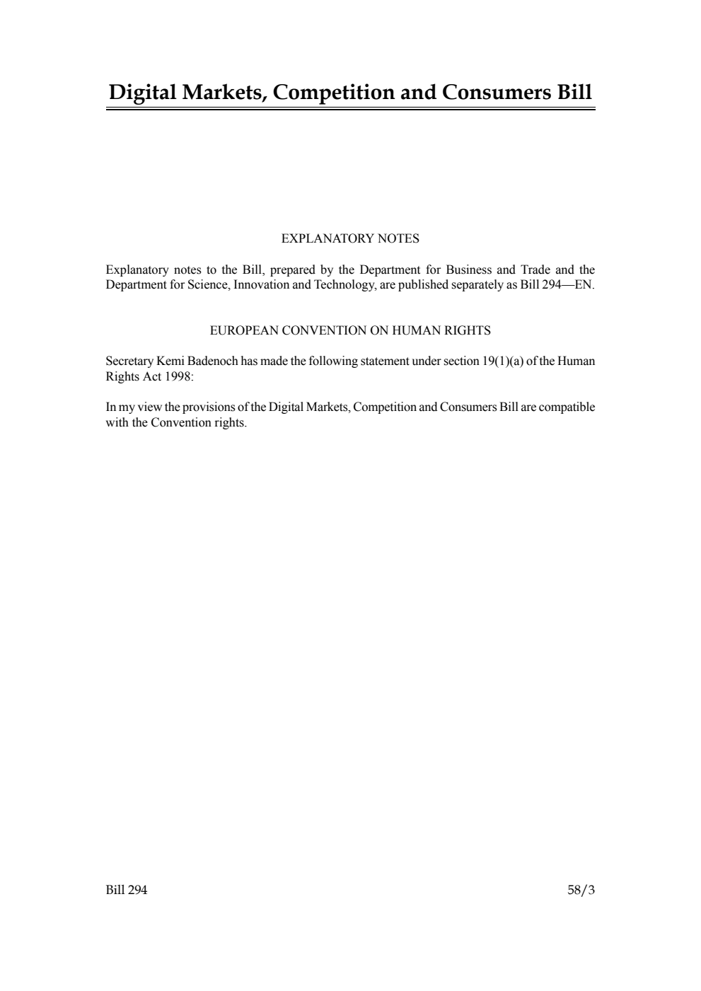 Digital Markets, Competition and Consumers Bill