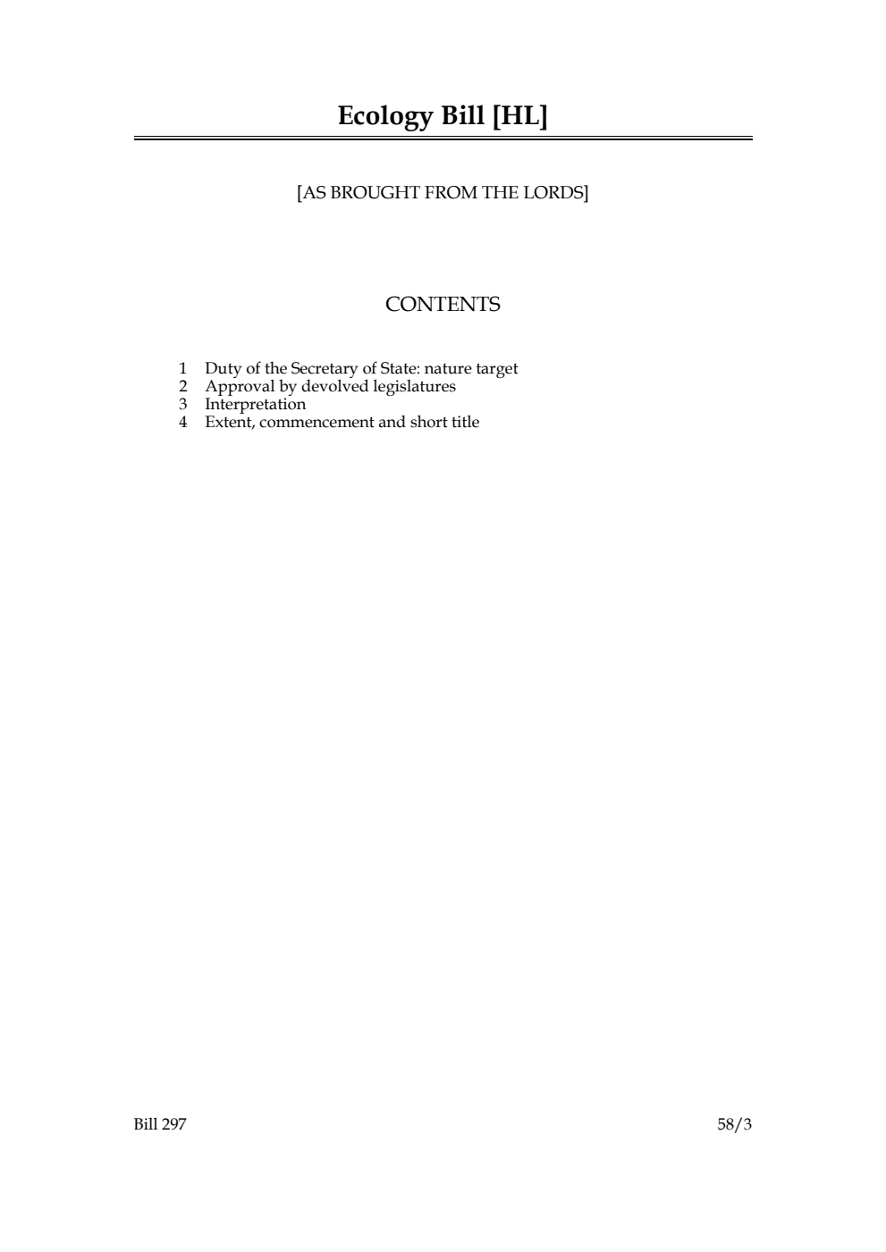 Ecology Bill [as brought from the Lords]