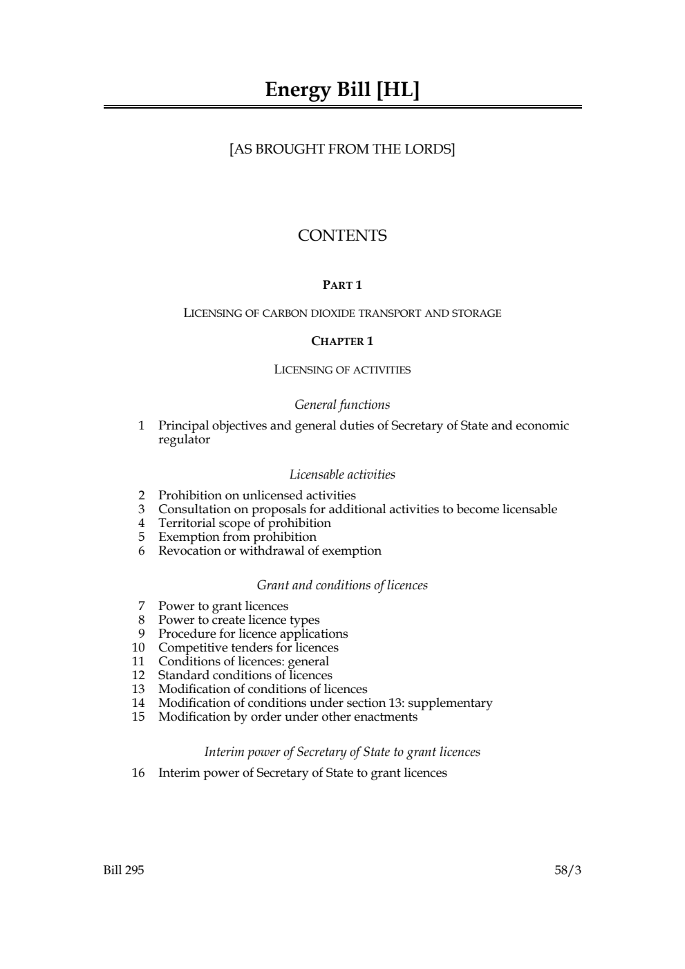 Energy Bill [as brought from the Lords]