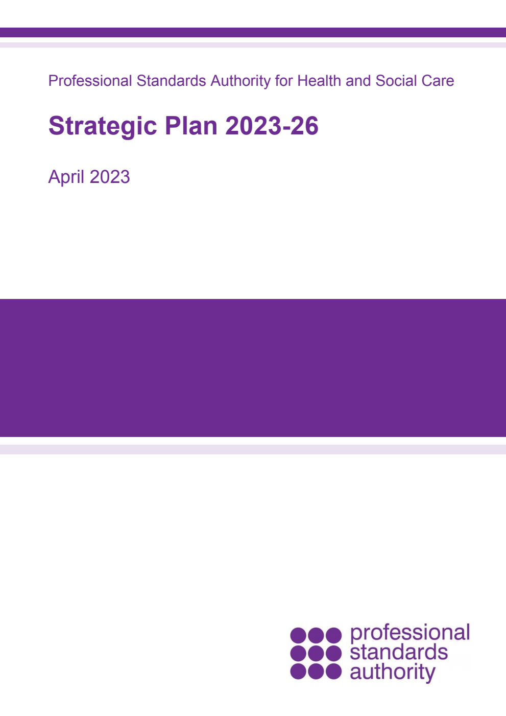 Professional Standards Authority for Health and Social Care Strategic Plan 2023-26