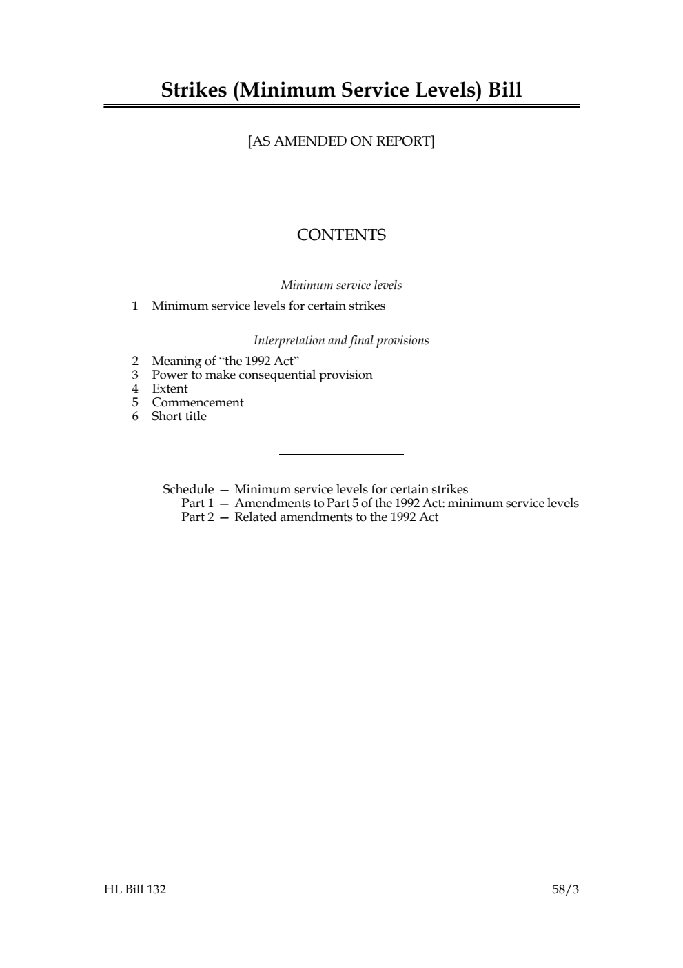Strikes (Minimum Service Levels) Bill [as amended on Report]